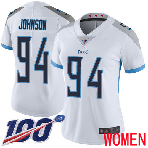 Tennessee Titans Limited White Women Austin Johnson Road Jersey NFL Football #94 100th Season Vapor Untouchable->tennessee titans->NFL Jersey